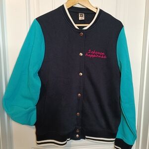 Zumba WEAR Instructor Snap Jacket Chamarra Large I Choose Happiness Flamingos